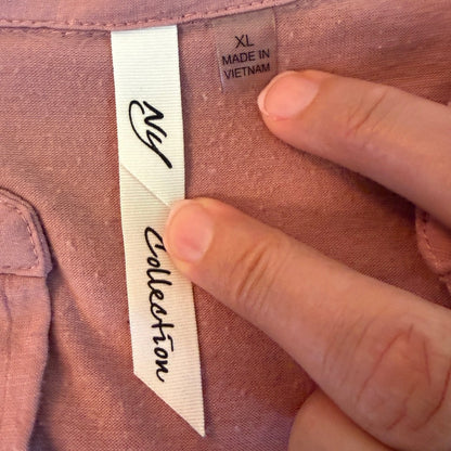 NY Collection Pink Sleeveless V-Neck Utility Tank Top XL Resortwear Gorpcore