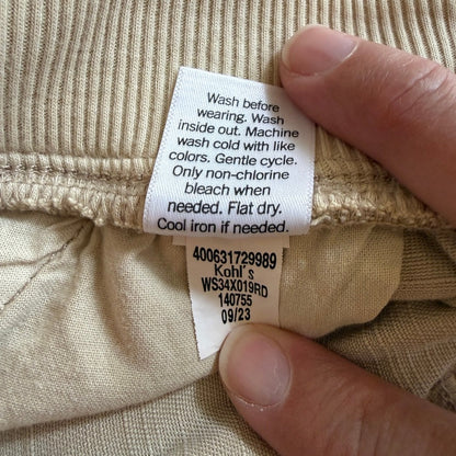 SONOMA Lyocell Linen Pants Womens L Cream Pull On Stretch Waist Neutral Coastal