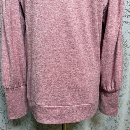 LC Lauren Conrad Heather Red Balloon Sleeve Knit Pullover Women L Soft Girl Cozy