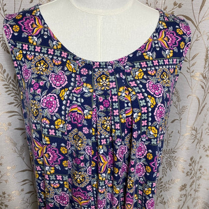 Croft & Barrow Geometric Floral Tank Top L Art School Boho Eclectic Cottagecore