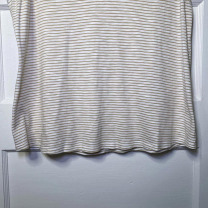 Sonoma Striped V-Neck Tank Top Womens L White Tan Coastal Preppy Nautical Preppy