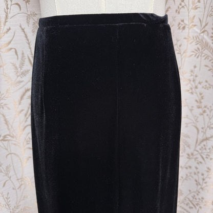 Impressions Vintage Black Velvet Maxi Skirt Women L Whimsigoth Vampy Goth Witchy