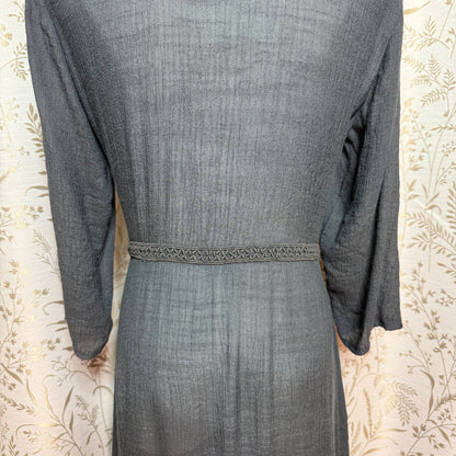 Monoreno Crochet Handkerchief Hem Midi Dress L Gray Boho Fairycore Whimsigoth
