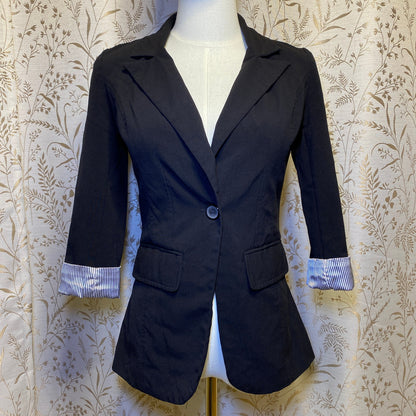 Iz Byer Black Fitted Blazer XS Dark Academia Office Siren Minimalist Corporate