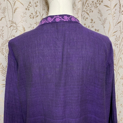 VTG 90s/Y2K Purple Cheongsam Embroidered Cotton Tunic XL Mandarin Floral Asian
