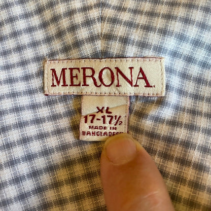 Merona Micro Check Button Up Shirt Mens XL Academia Normcore Preppy Professional