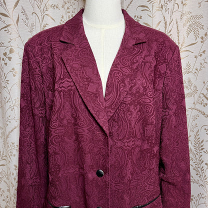 Monroe & Main Burgundy Tapestry Jacket Women Sz 18W Whimsigoth Victorian Vampire
