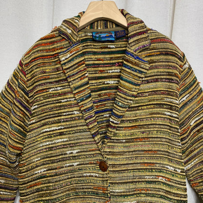 Shaver Lake Striped Knit Jacket Womens Large Vintage Boho Artsy Western Lodge