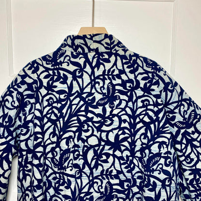 Kimono Jacket Womens XL Butterfly Pattern Block Print Handmade Boho Fairycore