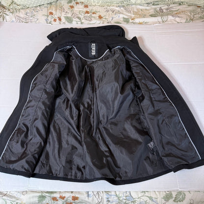 Details INTL Black Hooded Full-Zip Knit Jacket Women L Minimalist Dark Academia