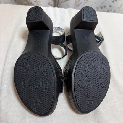 Alegria Reese Black Leather Ankle Strap Block Heel Sandals 41 10 Boho Comfort