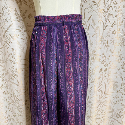 Jennifer Moore Vintage Silk Straight Leg Pants Women 12 Purple Boho Whimsigoth