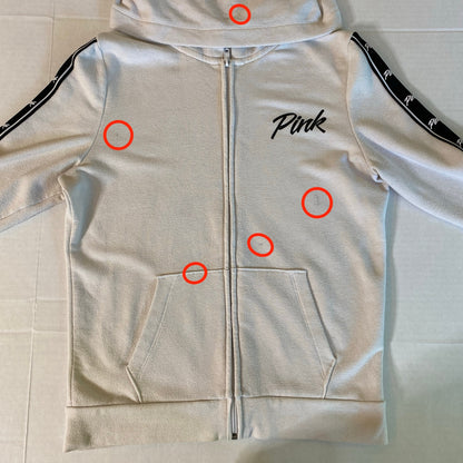 PINK Victoria's Secret Full-Zip White Hoodie XS Y2K Coquette Coziness Soft Girl