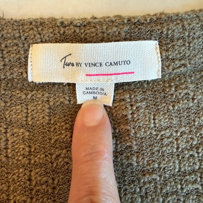 Two by Vince Camuto Textured Button Front Cardigan Women M Forestcore Earthcore