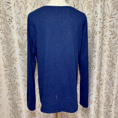 Sonoma Navy Blue Sparkle Long Sleeve Tee L Whimsigoth Celestial Dark Academia