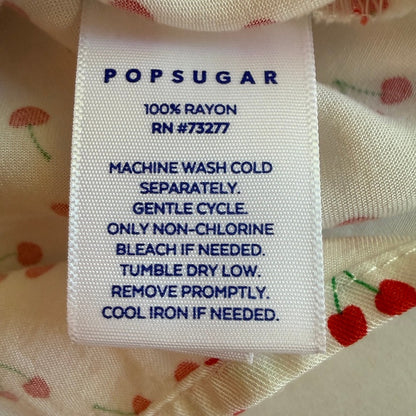 POPSUGAR Cherry Print Flutter Sleeve Blouse Women L Colettecore Retro Pinup