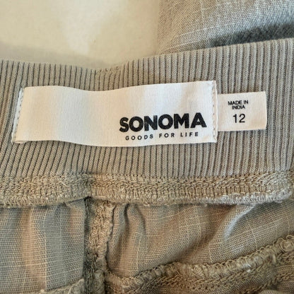Sonoma Cropped Cargo Pants Womens 12 Oatmeal Stretch Utility Gorpcore Cabincore