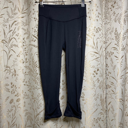 Gymshark Crop Leggings Black S Balletcore Pilates Sporty Cuffed Tulip Hem Slim