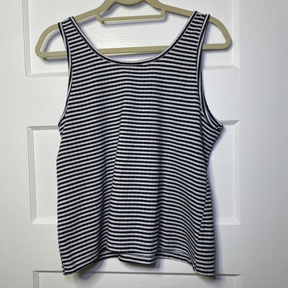 SONOMA Striped Tank Top Classic Black & White Womens Large Casual Minimalist Mod
