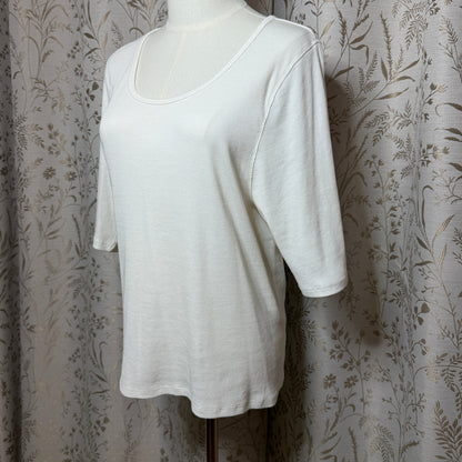 Quince Organic Cotton Micro Rib Elbow Sleeve Tee Womens XL White Minimalist Chic