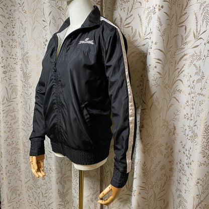 Spalding Track Jacket Medium Black Windbreaker Gorpcore Y2K Athleisure Utility
