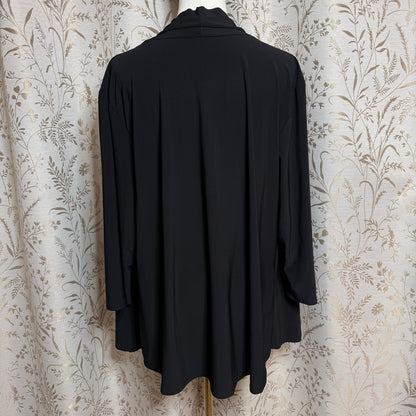R&M Collection Cascade Waterfall Cardigan Women 1X Black Minimalist Lagenlook