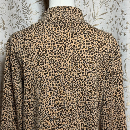 Croft & Barrow Leopard Print Mock Neck Top Women L Minimalist Office Siren Indie