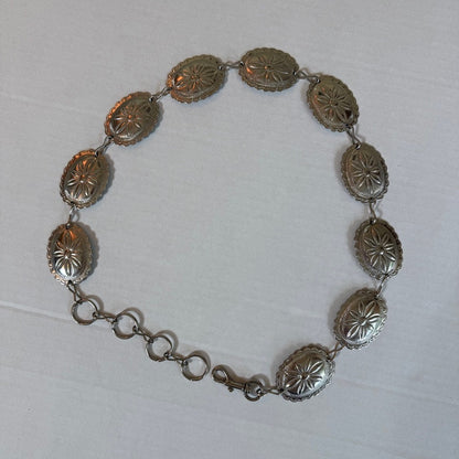 Vintage Silver Metal Concho Chain Belt Womens O/S Western Boho Cowgirl Indie