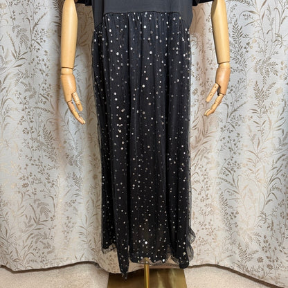 Whimsigoth Polka Dot Maxi Dress Women 1X Black Party Holiday Festive Going Out