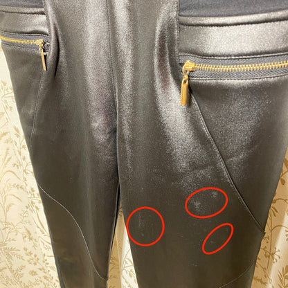 Julia Black Faux Leather Front Leggings Small Gold Zipper Moto Baddie Streetwear