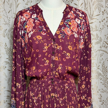 Knox Rose Boho Midi Dress Women XXL Button Front Autumn Prairie Cottagecore