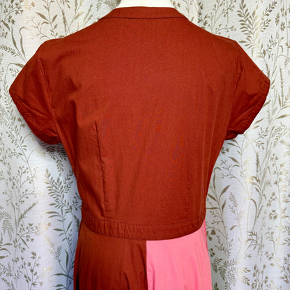 Zapelle Colorblock Patchwork Maxi Dress L 12 Rust Pink Dopamine Mod Artsy Boho