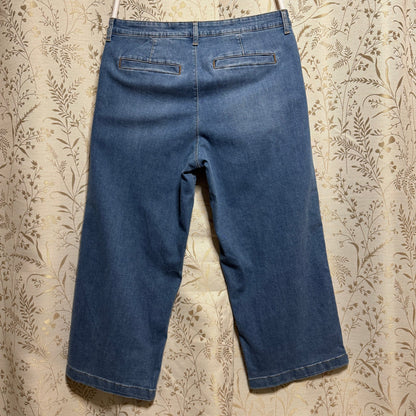 Ella Moss Wide-Leg Cropped Jeans Women 14 Med Indigo Stretch Coastal Casual Boho