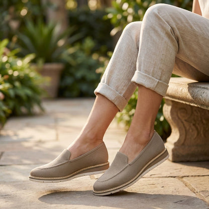 Me Too Wedge Slip-On Loafers Women 11 Beige Light Academia Comfort Office Travel