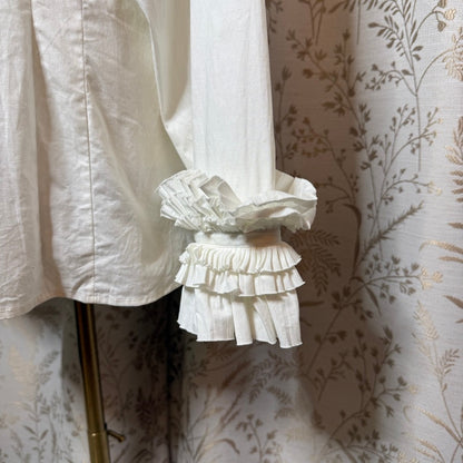 Ashley Stewart Ruffle Cuff Button Up Shirt Women 2XL White Pirate Ren Faire Goth