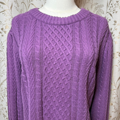 St. John's Bay Cable Knit Sweater Purple Womens 2X Cozy Dopamine Whimsigoth
