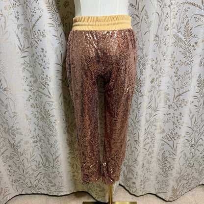 Sequin Jogger Pants Women S Rose Gold Costume Cosplay Glam DIY Distressed Disco