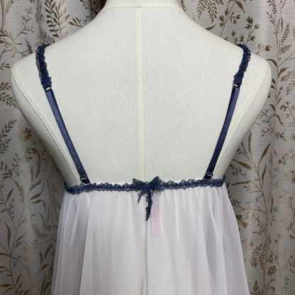 Victorias Secret Babydoll Slip L White Sheer Mesh Swiss Dot Coquette Bridal