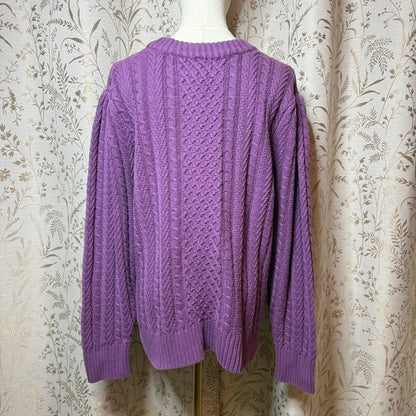 St. John's Bay Cable Knit Sweater Purple Womens 2X Cozy Dopamine Whimsigoth