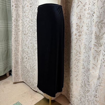 Impressions Vintage Black Velvet Maxi Skirt Women L Whimsigoth Vampy Goth Witchy