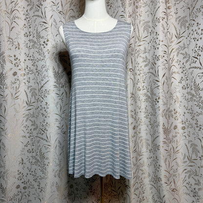 Pinc Striped Tunic Dress Women S Stretch Gray White Lagenlook Minimalist Casual