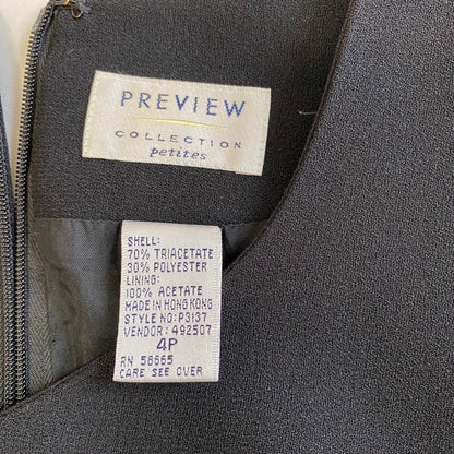 Vintage Preview Collection Little Black Pencil Dress Cropped Jacket Womens 4P