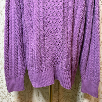 St. John's Bay Cable Knit Sweater Purple Womens 2X Cozy Dopamine Whimsigoth