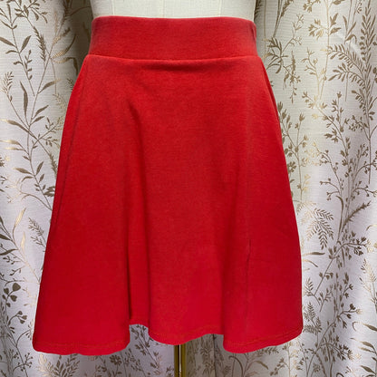 Forever 21 High-Waisted Cotton Skater Mini Skirt Red / XS Dance Cheer Tennis Y2K Twee Sporty