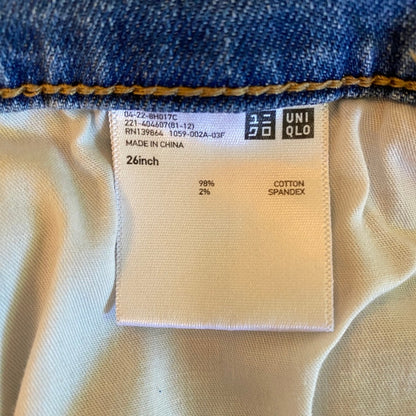 Uniqlo Slim Straight Leg Cropped Jeans 26 Medium Wash Minimalist Normcore Clean
