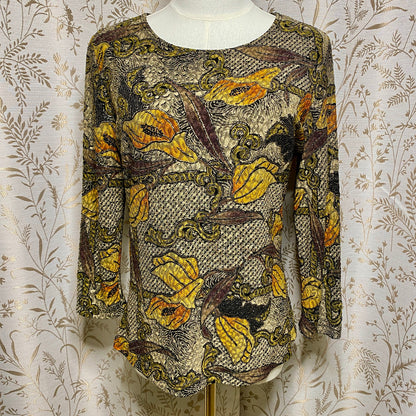 Brittany Black Vintage Jacquard Mesh Calla Lily Top Artsy Whimsigoth Fairycore