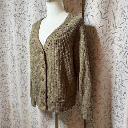 Two by Vince Camuto Textured Button Front Cardigan Women M Forestcore Earthcore