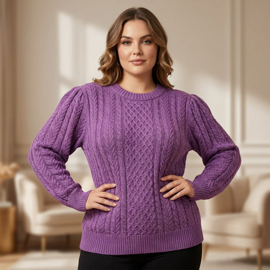St. John's Bay Cable Knit Sweater Purple Womens 2X Cozy Dopamine Whimsigoth