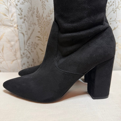 JustFab Aubriana Faux Suede Thigh High Boots Women 8 Goth Witchy Whimsigoth Edgy