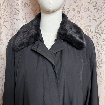 W for London Fog Gena Fur Collar 3 -in-1 Trench Coat Women L Winter Minimalist